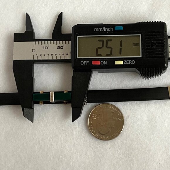 Sterling Silver 925 Rectangular Green Acrylic Black Banded Bracelet 7.5" - Picture 14 of 16